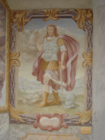 Cappella di S. Marco - Affresco del XVIII secolo raffigurante S. Defendente